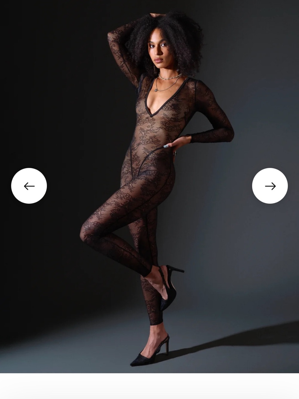 Sheer Lace Long-Sleeve Bodysuit Jumpsuit - Black Thistle and Spire